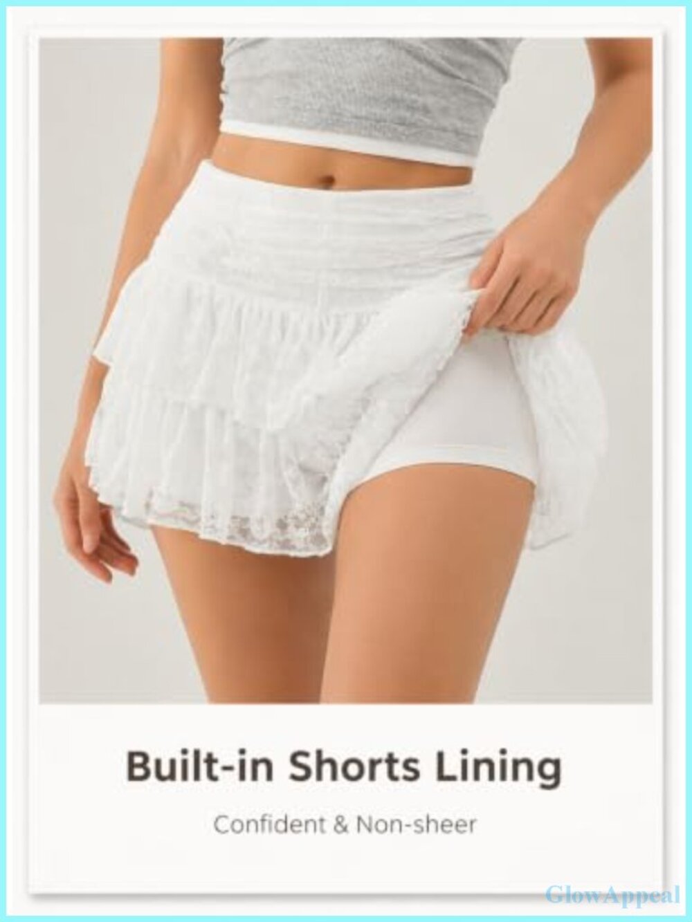 Lace Ruffle Skort High Waist Y2K Mini with Built-in Shorts - Picture 6 of 6